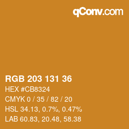 Color code: RGB 203 131 36 | qconv.com