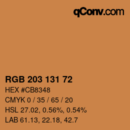 Color code: RGB 203 131 72 | qconv.com