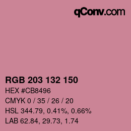 Color code: RGB 203 132 150 | qconv.com
