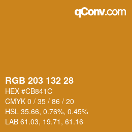 カラーコード: RGB 203 132 28 | qconv.com