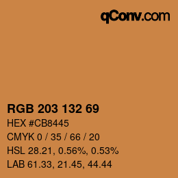 カラーコード: RGB 203 132 69 | qconv.com
