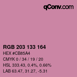 Color code: RGB 203 133 164 | qconv.com