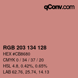 Color code: RGB 203 134 128 | qconv.com
