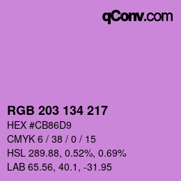 Color code: RGB 203 134 217 | qconv.com