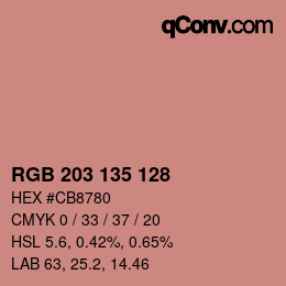 Código de color: RGB 203 135 128 | qconv.com