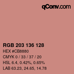 Color code: RGB 203 136 128 | qconv.com