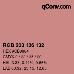 Color code: RGB 203 136 132 | qconv.com