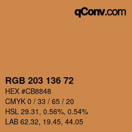 Color code: RGB 203 136 72 | qconv.com