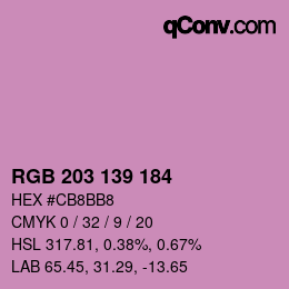 Color code: RGB 203 139 184 | qconv.com