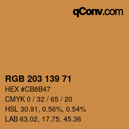 Color code: RGB 203 139 71 | qconv.com