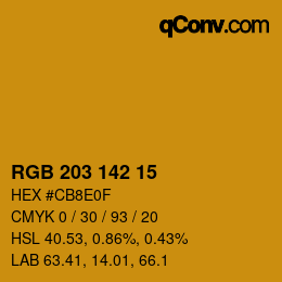 カラーコード: RGB 203 142 15 | qconv.com