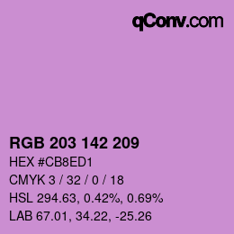 Color code: RGB 203 142 209 | qconv.com