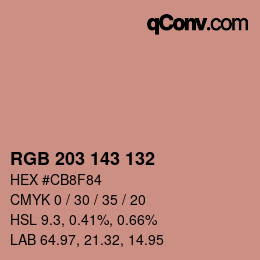 Color code: RGB 203 143 132 | qconv.com
