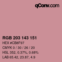 Color code: RGB 203 143 151 | qconv.com