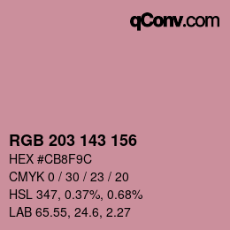 カラーコード: RGB 203 143 156 | qconv.com
