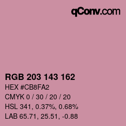 Color code: RGB 203 143 162 | qconv.com