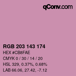 Color code: RGB 203 143 174 | qconv.com