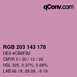 Color code: RGB 203 143 178 | qconv.com