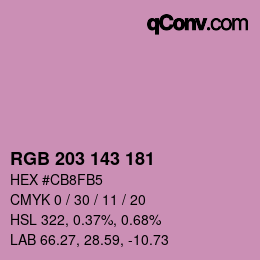 Color code: RGB 203 143 181 | qconv.com