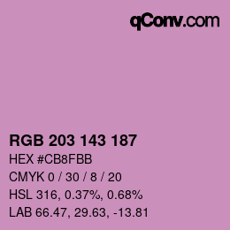 Color code: RGB 203 143 187 | qconv.com