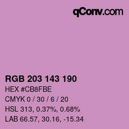 カラーコード: RGB 203 143 190 | qconv.com