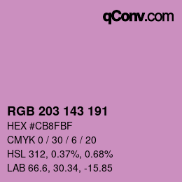 Color code: RGB 203 143 191 | qconv.com