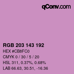 Color code: RGB 203 143 192 | qconv.com