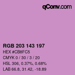 カラーコード: RGB 203 143 197 | qconv.com