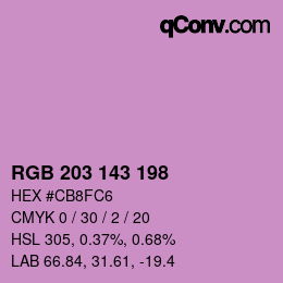Color code: RGB 203 143 198 | qconv.com