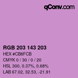 カラーコード: RGB 203 143 203 | qconv.com