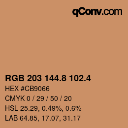 カラーコード: RGB 203 144.8 102.4 | qconv.com