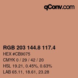 カラーコード: RGB 203 144.8 117.4 | qconv.com