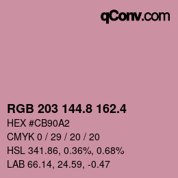 カラーコード: RGB 203 144.8 162.4 | qconv.com