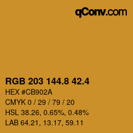 カラーコード: RGB 203 144.8 42.4 | qconv.com