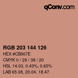 Farbcode: RGB 203 144 126 | qconv.com