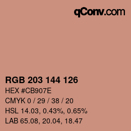 Code couleur: RGB 203 144 126 | qconv.com