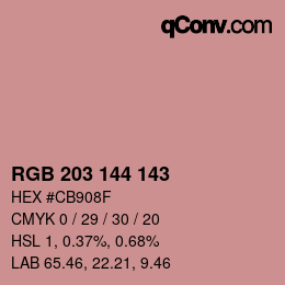 Color code: RGB 203 144 143 | qconv.com