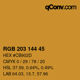 カラーコード: RGB 203 144 45 | qconv.com