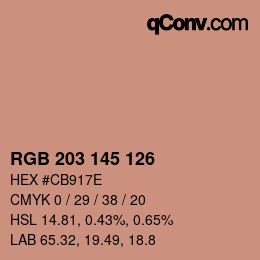 カラーコード: RGB 203 145 126 | qconv.com