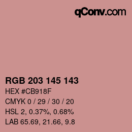 Color code: RGB 203 145 143 | qconv.com