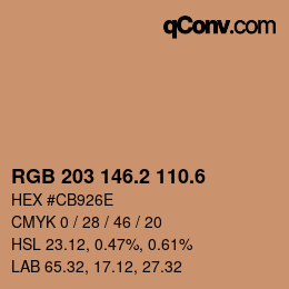 カラーコード: RGB 203 146.2 110.6 | qconv.com