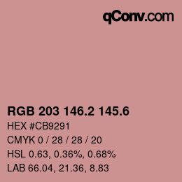 カラーコード: RGB 203 146.2 145.6 | qconv.com