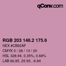 カラーコード: RGB 203 146.2 175.6 | qconv.com