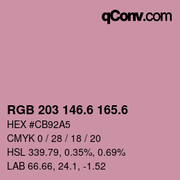 カラーコード: RGB 203 146.6 165.6 | qconv.com