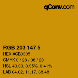 Color code: RGB 203 147 5 | qconv.com