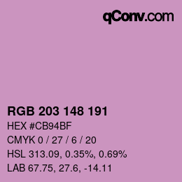 カラーコード: RGB 203 148 191 | qconv.com