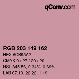 Color code: RGB 203 149 162 | qconv.com