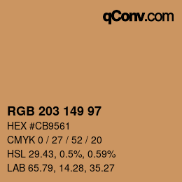 Color code: RGB 203 149 97 | qconv.com