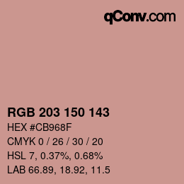 颜色代码: RGB 203 150 143 | qconv.com
