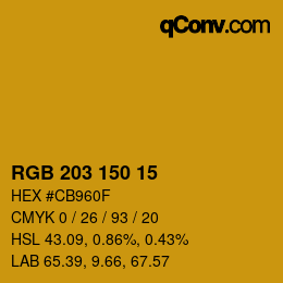 Color code: RGB 203 150 15 | qconv.com